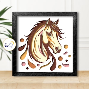 3D Pferd Schattenbox SVG, 3D Pferd SVG, Schattenbox Vorlage, 3D Layered SVG, Papierschnitt Light Box, für Cricut, für Silhouette