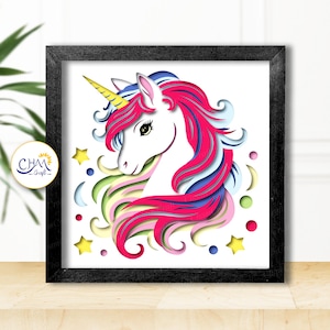 3D Unicorn Shadow Box SVG: Layered Paper Cut Template (Digital Download)