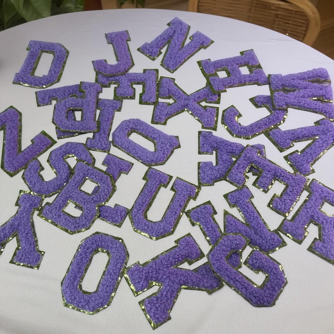 Chenille Letter Patch, Purple Iron on Letter Patch, Fashion Iron on ...