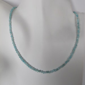 Aquamarine Sparkly Choker/Necklace, Dainty 2.5 mm Beads of Varying Shades of Aqua, Silver Lobster Clasp , Adjustable and Choice of Lengths image 3