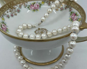 Large White Potato Pearl Necklace - Knotted 26 Inch Necklace