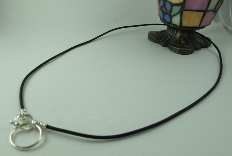 Glasses Holder/Keeper Necklace, Sterling Silver Loop, Clasp, Crimps, on Greek Leather Cord, Black 23 in. image 4