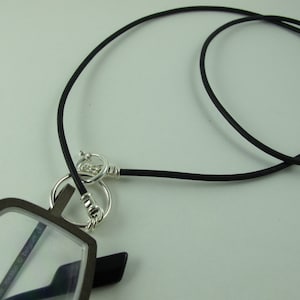 Glasses Holder/Keeper Necklace, Sterling Silver Loop, Clasp, Crimps, on Greek Leather Cord, Black 23 in. image 1