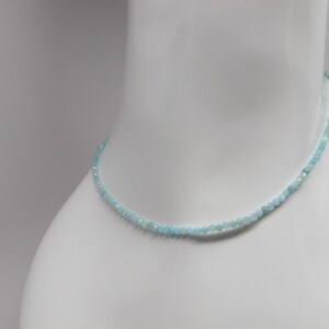 Aquamarine Sparkly Choker/Necklace, Dainty 2.5 mm Beads of Varying Shades of Aqua, Silver Lobster Clasp , Adjustable and Choice of Lengths image 5