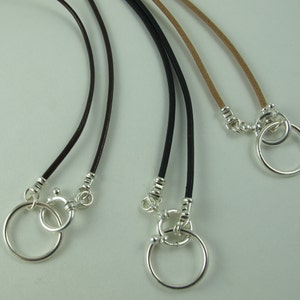 Glasses Holder/Keeper Necklace, Sterling Silver Loop, Clasp, Crimps, on Greek Leather Cord, Black 23 in. image 5