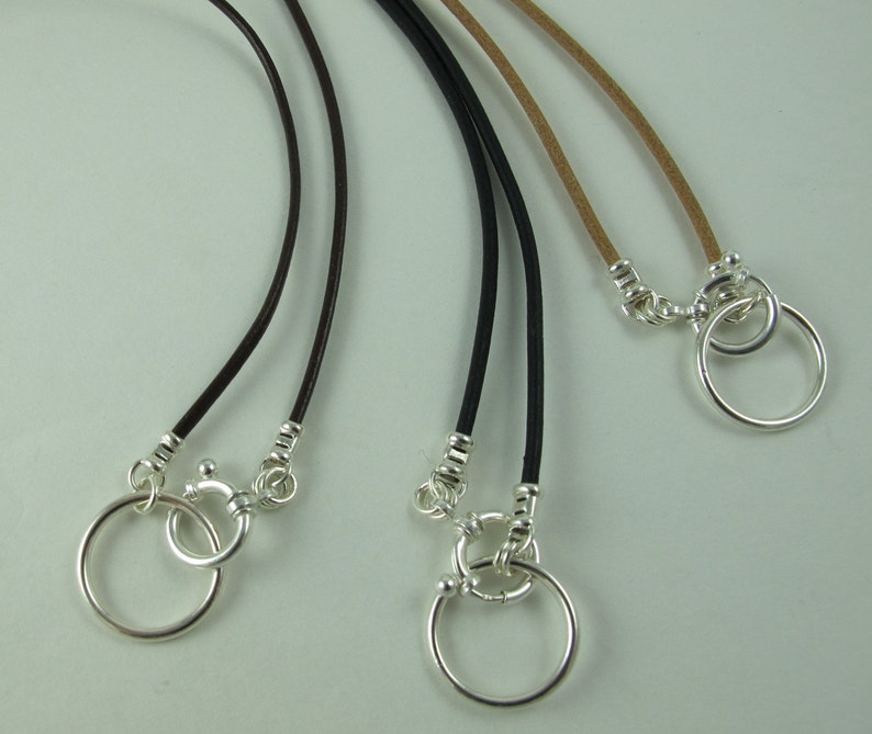 Glasses Holder/Keeper Necklace, Sterling Silver Loop, Clasp, Crimps, on Greek Leather Cord, Black 23 in. image 5