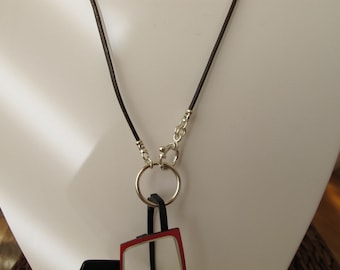 Eyeglasses Holder, Sterling Silver Loop, Clasp, Crimps on Greek Leather Neck Cord, Readers Keepers in Black 24 in.