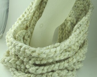 Neckwarmer Cowl of Crocheted Chains Ivory Rope Necklace 28 Inch Circumference