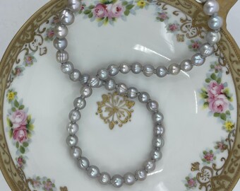 Hand Knotted Silver Potato Pearl Necklace – 18 Inch