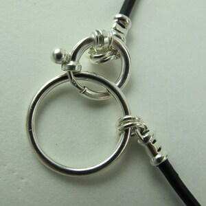 Glasses Holder/Keeper Necklace, Sterling Silver Loop, Clasp, Crimps, on Greek Leather Cord, Black 23 in. image 3