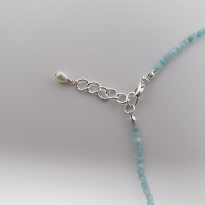 Aquamarine Sparkly Choker/Necklace, Dainty 2.5 mm Beads of Varying Shades of Aqua, Silver Lobster Clasp , Adjustable and Choice of Lengths image 6