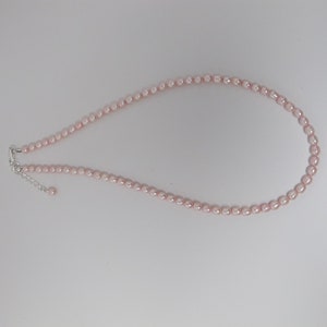 Dainty Freshwater Pearl Choker Necklace, 4 mm Pink Rice Pearl Necklace, Silver Plated Lobster Clasp and Extension Chain 16.5-18 inches long image 7