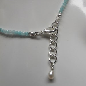 Aquamarine Sparkly Choker/Necklace, Dainty 2.5 mm Beads of Varying Shades of Aqua, Silver Lobster Clasp , Adjustable and Choice of Lengths image 10