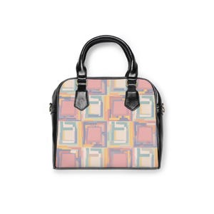 Retro Geometric Squares Shoulder Handbag | Pastel Abstract Pattern