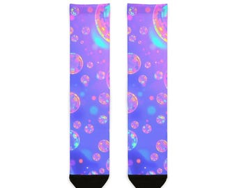 Colorful Bubble Pattern Crew Socks, Fun Socks, Gift for Her, Casual Wear, Festival Accessories, Birthday Present