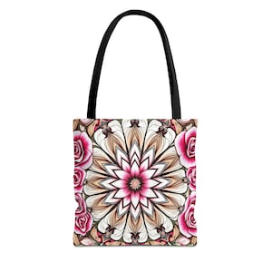 Floral Mandala Tote Bag, Eco-Friendly Shopping Bag, Boho Chic Purse, Gift for Her, Beach Carryall, Weekend Bag