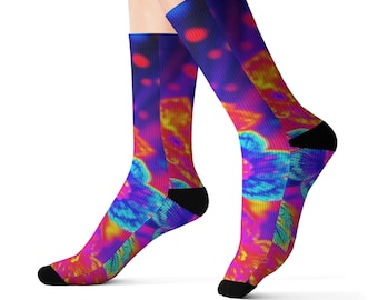 Vibrant Floral Cotton Socks, Unique Gift for Her, Funky Sublimation Socks, Colorful Fashion Accessories, Fun Footwear for Any Occasion