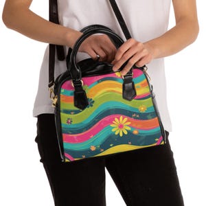 Boho Chic Shoulder Handbag - Colorful Wave Design, Perfect for Everyday Use, Gift for Friends, Vibrant Accessory for Spring & Summer