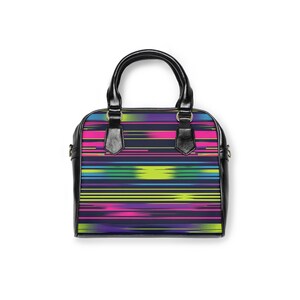 Colorful Striped Shoulder Handbag, Stylish Tote for Everyday Use, Modern Fashion Accessory, Perfect Gift for Her, Trendy Handbag
