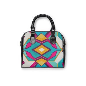 Colorful Geometric Shoulder Handbag, Trendy Tote Bag, Stylish Purse, Unique Handbag, Chic Accessory, Fashionable Gift