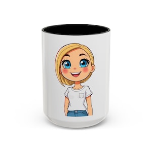 Cute Cartoon Character Coffee Mug, Personalized Gift, Coffee Lover Gift, Kitchen Decor, Fun Mug for Friends, Cartoon Style Mug