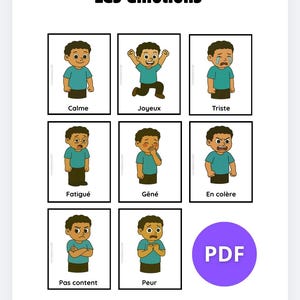 Emotions Chart for Autistic Children - 8 Printable Cards for ASD - Identifying Emotions (PDF)