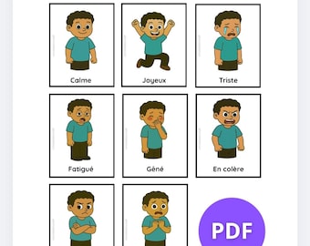 Emotions Chart for Autistic Children - 8 Printable Cards for ASD - Identifying Emotions (PDF)