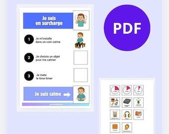 Visual aid for calming down children with autism spectrum disorder (ASD) and ADHD - Managing sensory overload - Printable PDF kit