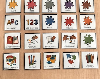 20 pictograms for preschool - Activities and learning - Autistic child - Non-verbal communication - Ready to use, laminated