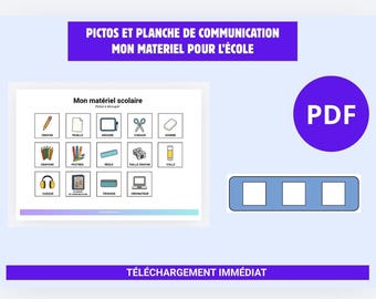 School supply pictograms for children with autism spectrum disorder (ASD) and ADHD - School communication - Printable visual kit (PDF)