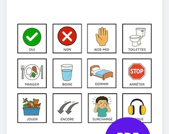 12 Communication Pictograms for Children with Autism Spectrum Disorder and ADHD - Essential First Needs - Printable PDF Visual Support