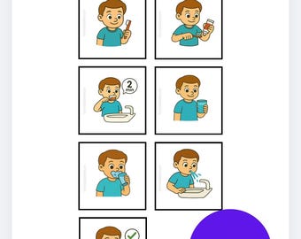 Visual Routine: Brushing Teeth - Support for Children with ASD and ADHD - Printable PDF (Light Skin Tone)