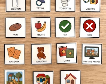 15 pictograms for autistic children aged 2-4 years - Non-verbal communication for ASD - Ready to use, laminated