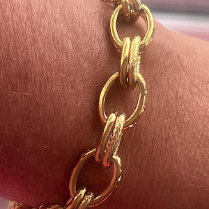 Gold-plated stainless steel large link bracelet