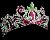 Sugar Plum Fairy & Dew Drop Ballet Tiara – Pink and Green Jeweled Nutcracker Headpiece