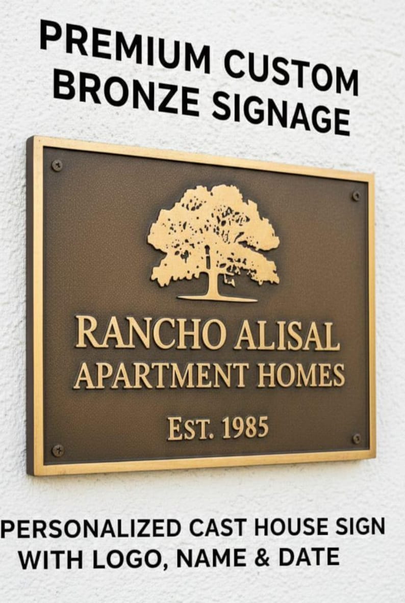 Rustic Bronze Sign Custom Cast Bronze Sign | Personalized Logo, Name & Date Plaque - Etsy