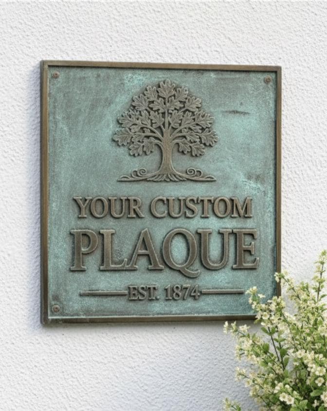 Rustic Bronze Sign Custom Cast Bronze Sign Personalized Logo Name Date Plaque Patina ...