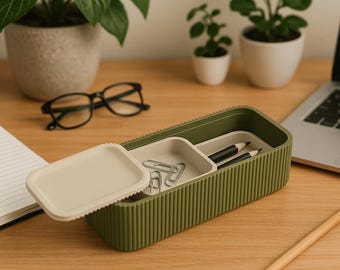 Boîte de rangement de bureau imprimée en 3D : cadeau d'automne de rangement de papeterie minimaliste moderne pour artiste