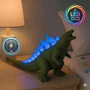 Godzilla Nachtlicht 3D Gedruckte Farbwechsel LED Kaiju Lampe mit Fernbedienung Monster Film Schreibtisch Dekoration Einzigartiges Gamer Geschenk für Ihn