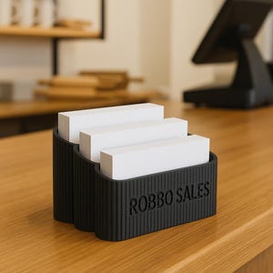 Porte-cartes de visite moderne à 3 niveaux Organisateur de bureau minimaliste Support de bureau d'accueil bien rangé nervuré logo personnalisable de la marque de l'entreprise