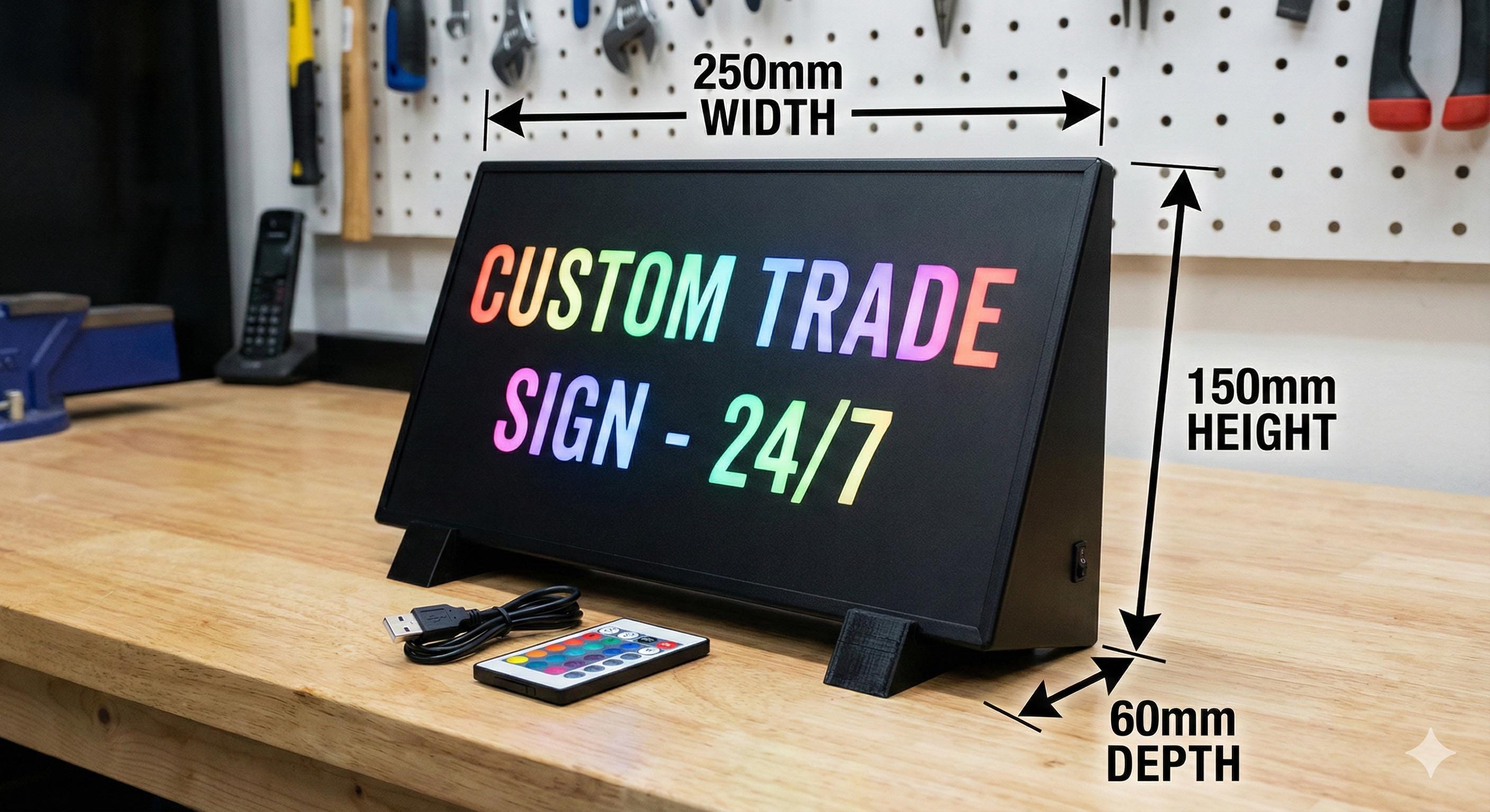 Custom LED Van Dashboard Sign | RGB Remote Control | Universal Wedge ...