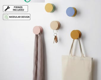 Modern Colour Pop Wall hanger housewarming Round Circle Peg Set of 4 Decorative Hooks for Entryway, Bedroom, Bathroom, Office spring clean