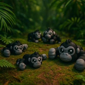 Articulated Gorilla Fidget Toy 3D Printed Cute Gorilla Desk Pet Poseable Gorilla Figurine Gift for Animal Lovers and Collectors.