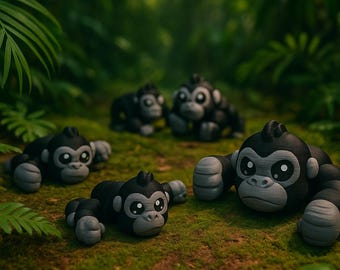 Articulated Gorilla Fidget Toy 3D Printed Cute Gorilla Desk Pet Poseable Gorilla Figurine Gift for Animal Lovers and Collectors. Fall gift