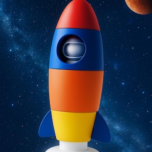 Rocket Stacking Toy with Spaceman – Colourful Montessori-Style Learning Toy for Toddlers & Young Kids – STEM Imaginative Play custom name.