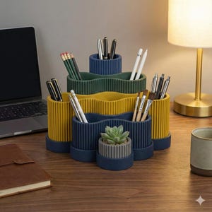 Pastel Desk Organizer: Modern Pen & Makeup Holder desk tidy.