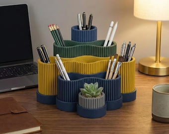 Pastel Desk Organizer: Modern Pen & Makeup Holder desk tidy.