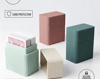 Premium 3D Printed Playing Card Deck Holder Ribbed Textured Case Fits Standard Poker Size Cards – Multiple Colours Available poker rummy uno