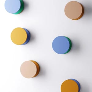 Modern Color Pop Wall Hooks: Minimalist Circle Pegs - Set of 6