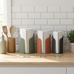 Kitchen Roll Holder Modern Ribbed Paper Towel Stand 3 sizes Countertop Organizer Campervan Home Décor Blue roll holder fall gift clean up image 2